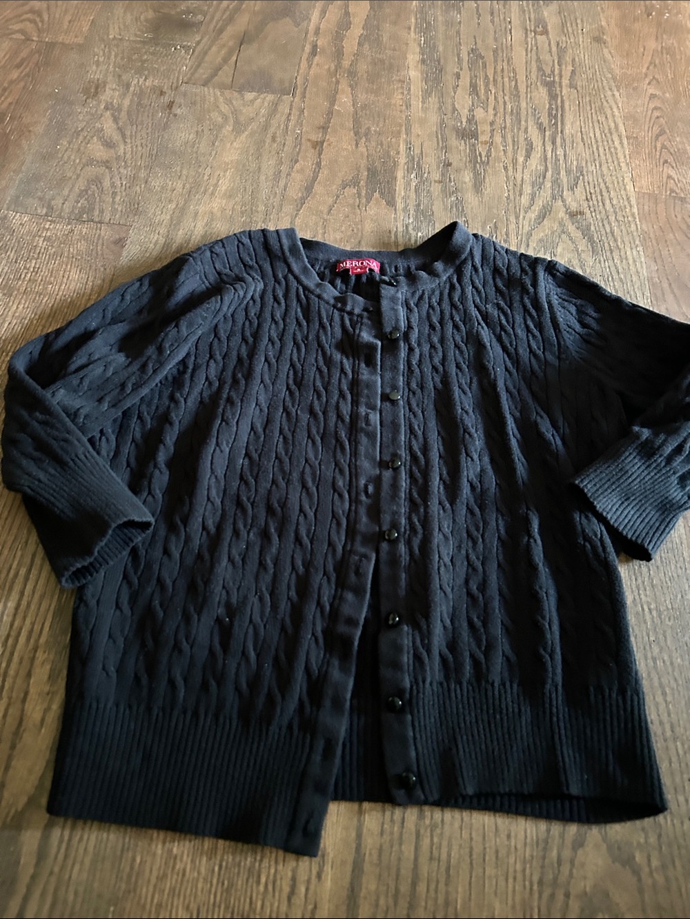 Merona Black Cable Knit Button-Front Cardigan